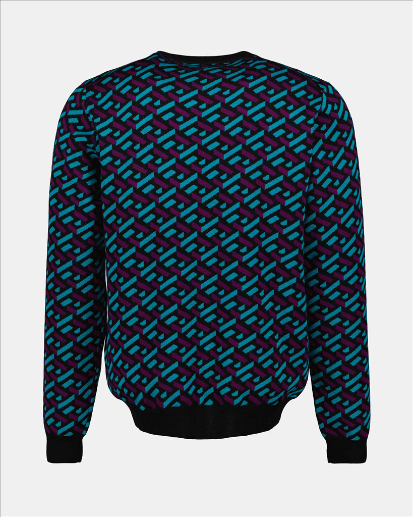 Maille Pull Greca Versace Violet Homme