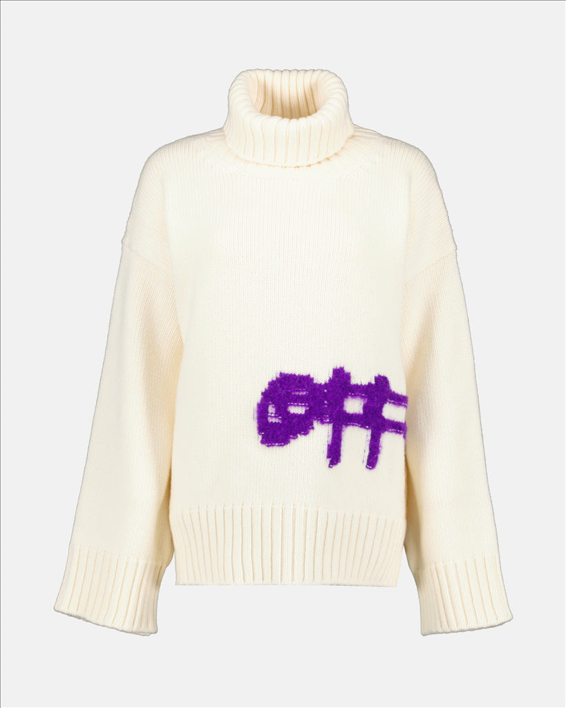 Sweatshirts Pull Intarsia Blanc Off-White Blanc Femme