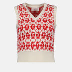 Maille Pull jacquard sans manches Ami PARIS Rouge Femme