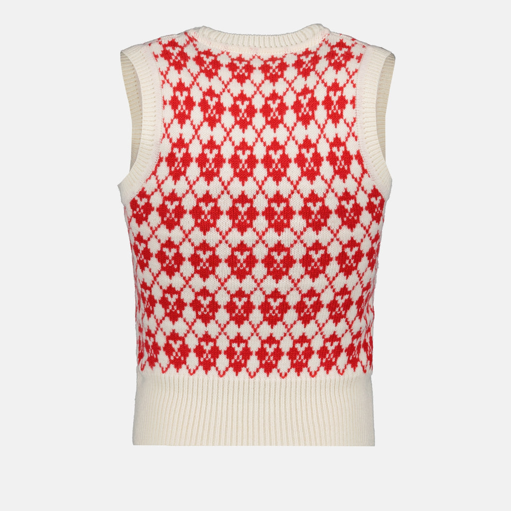 Maille Pull jacquard sans manches Ami PARIS Rouge Femme