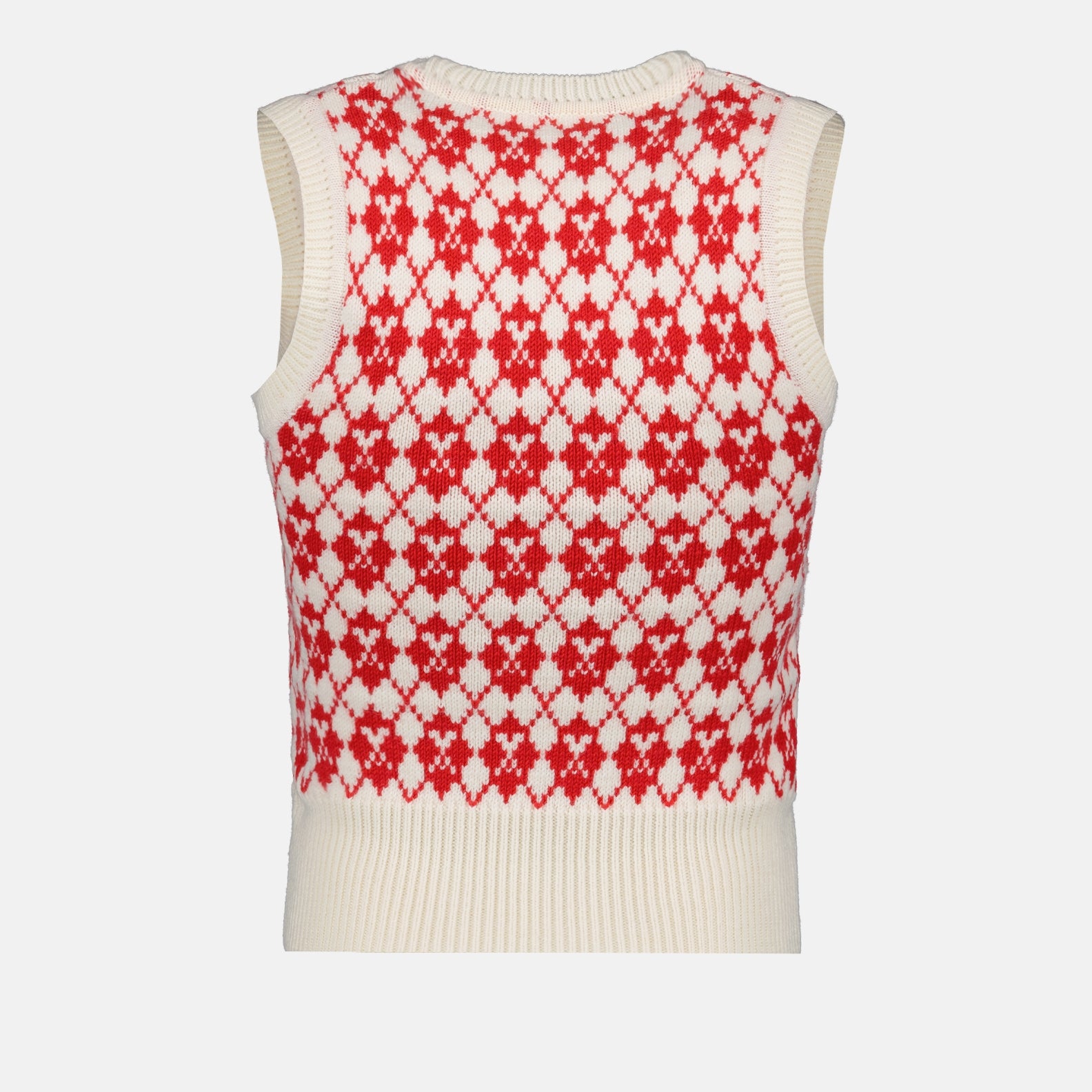 Maille Pull jacquard sans manches Ami PARIS Rouge Femme