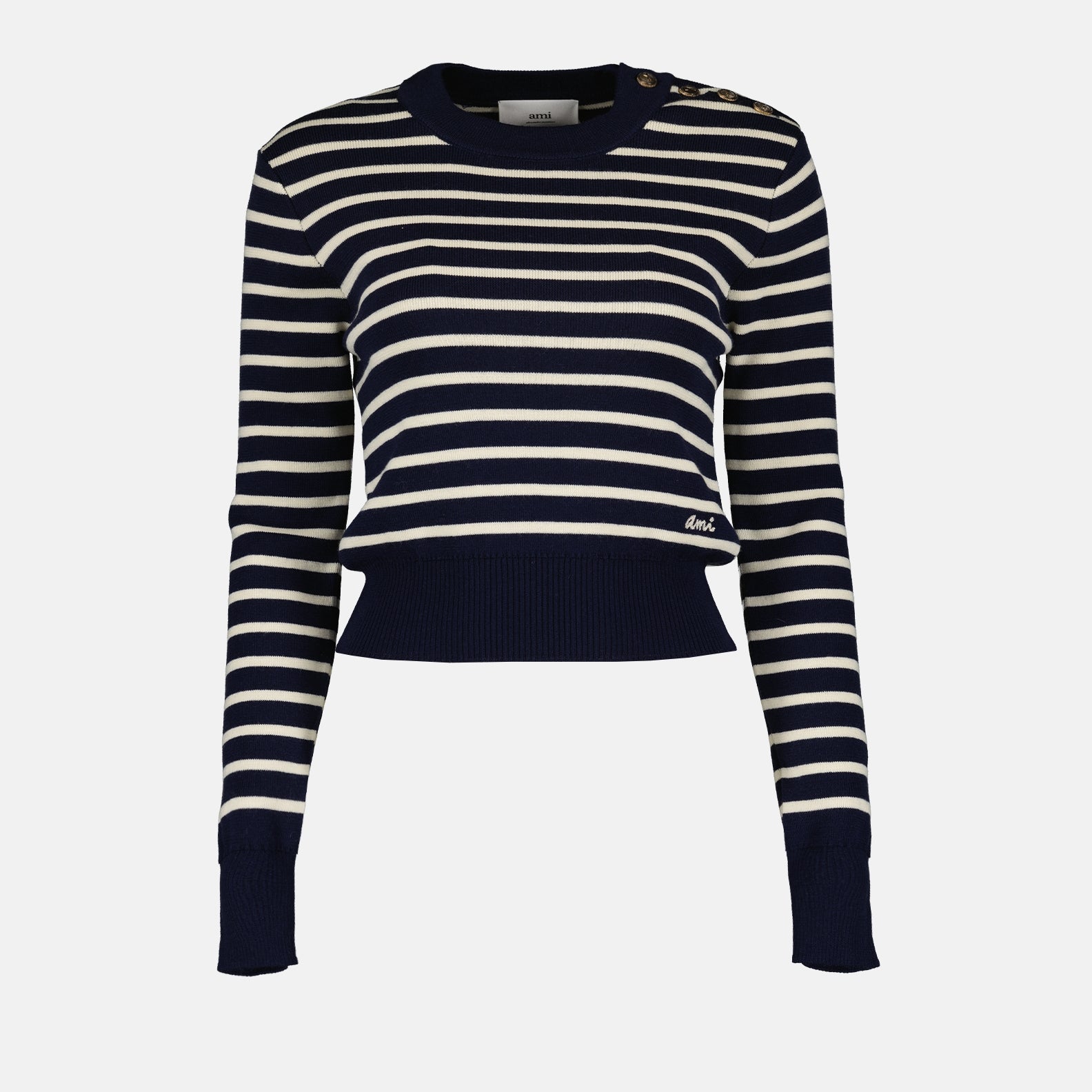 Maille Pull marinière Ami PARIS Bleu Femme