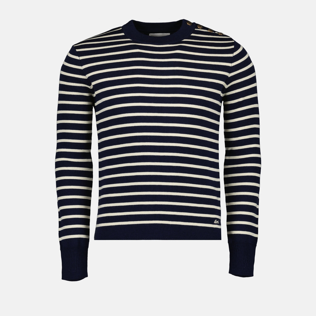Maille Pull marinière Ami PARIS Bleu Homme