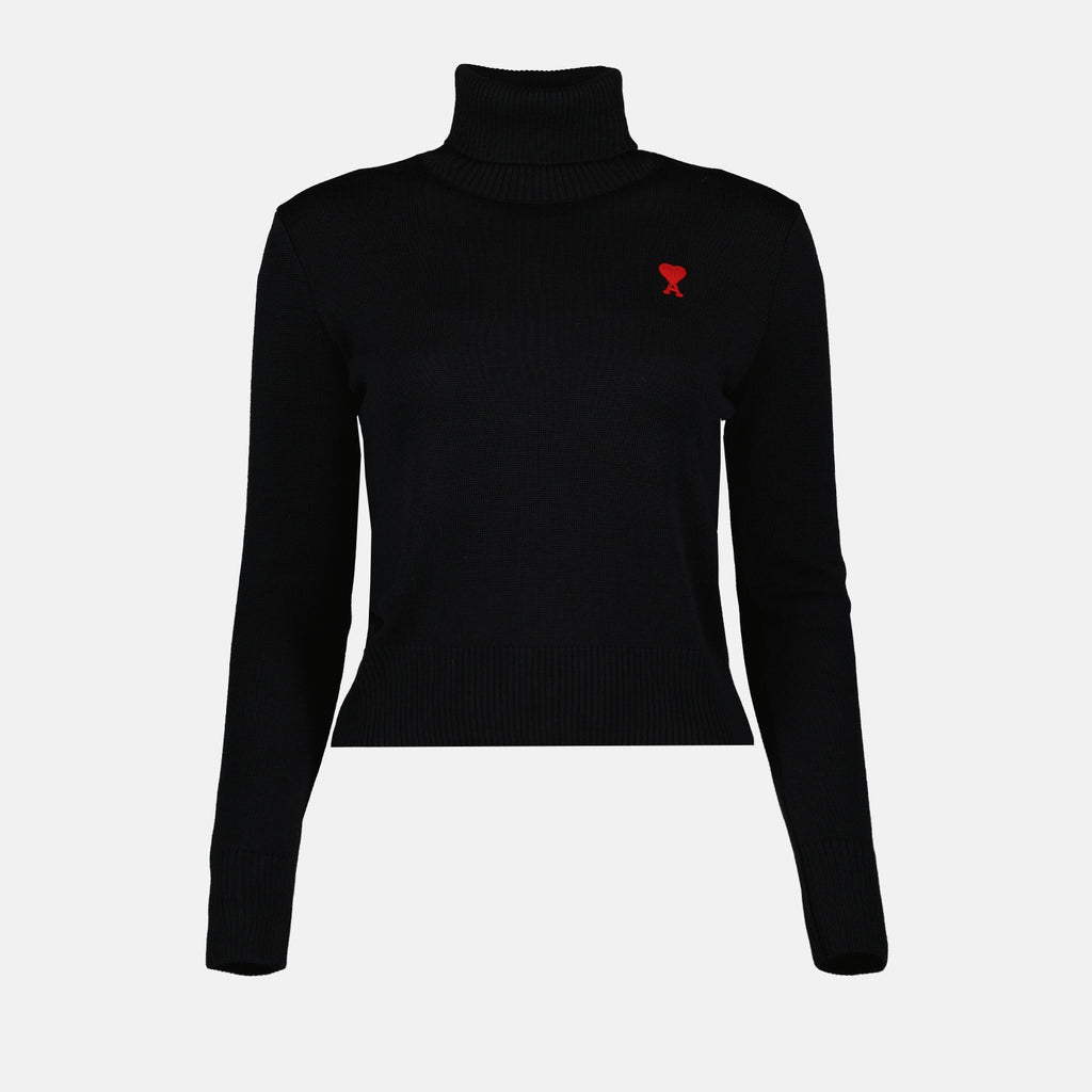 Maille Pull col roulé Ami PARIS Noir Femme