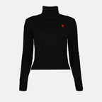 Maille Pull col roulé Ami PARIS Noir Femme