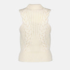 Pull sans manches en laine torsadée