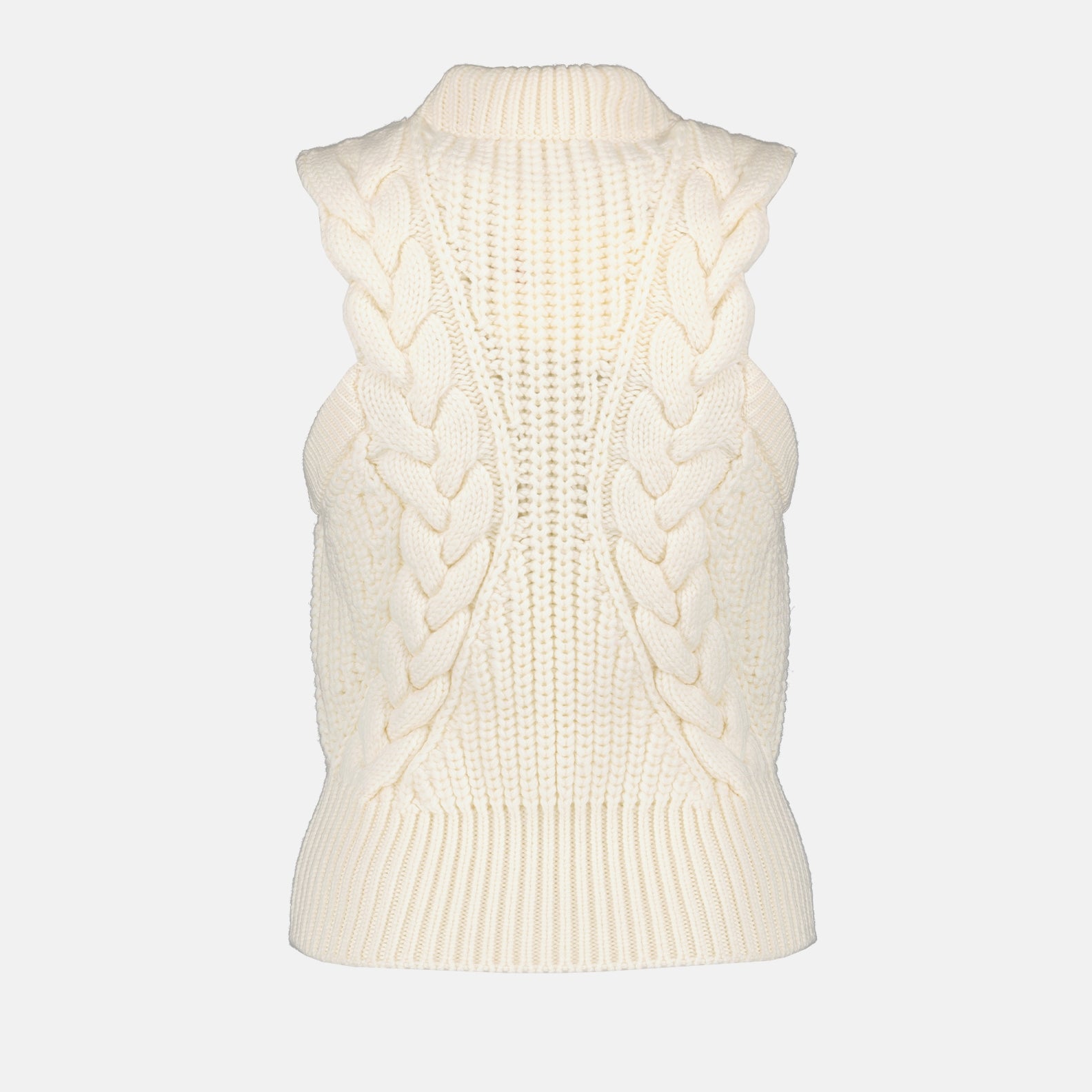 Pull sans manches en laine torsadée