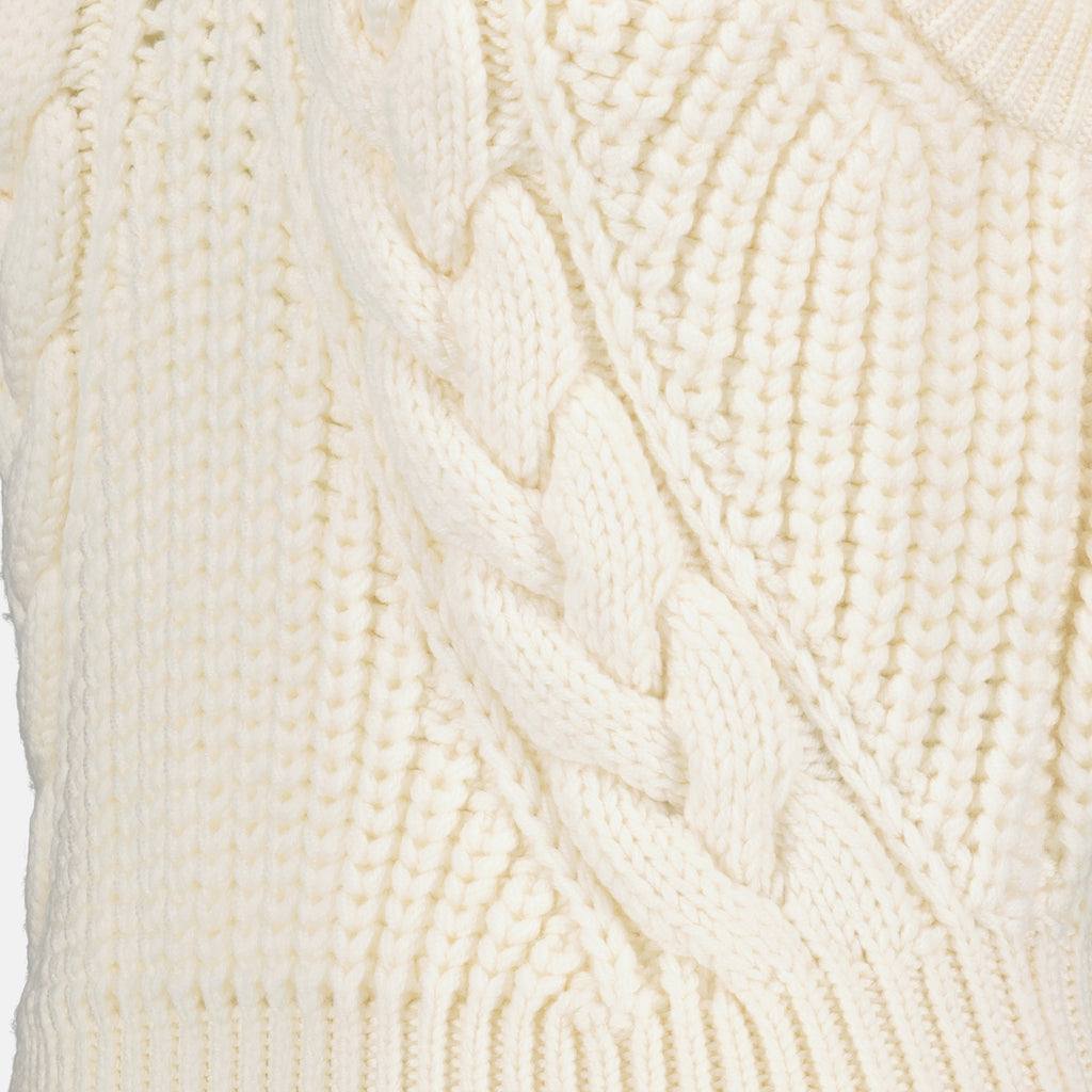Pull sans manches en laine torsadée