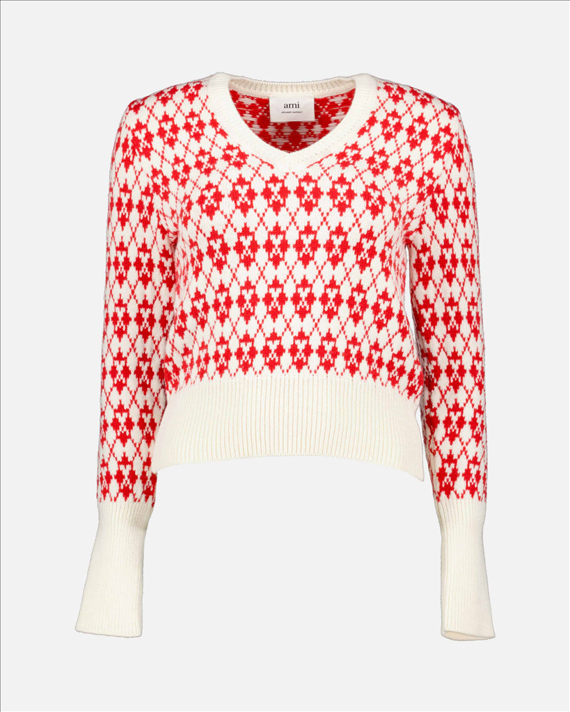 Maille Pull vintage Ami PARIS Rouge Femme