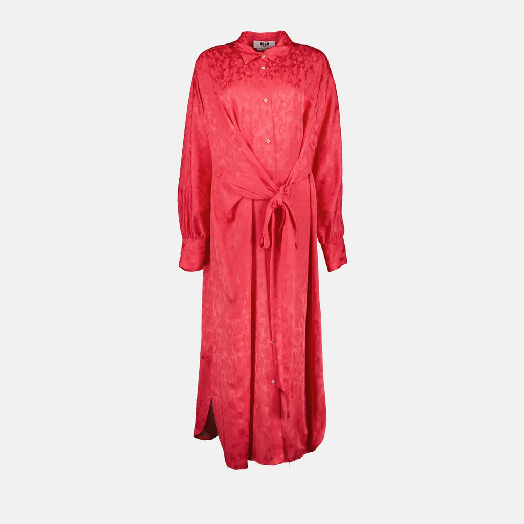 msgm shirt dress MSGM Long Sleeve Ruffle Poplin Dress | Blue | Size 40