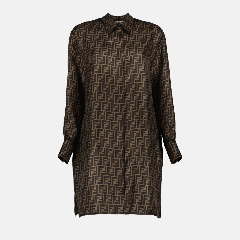 fendi women dress Gray Cotton Midi it impresses with a meticulously tailored shirt Fendi Logo Dress in Orange