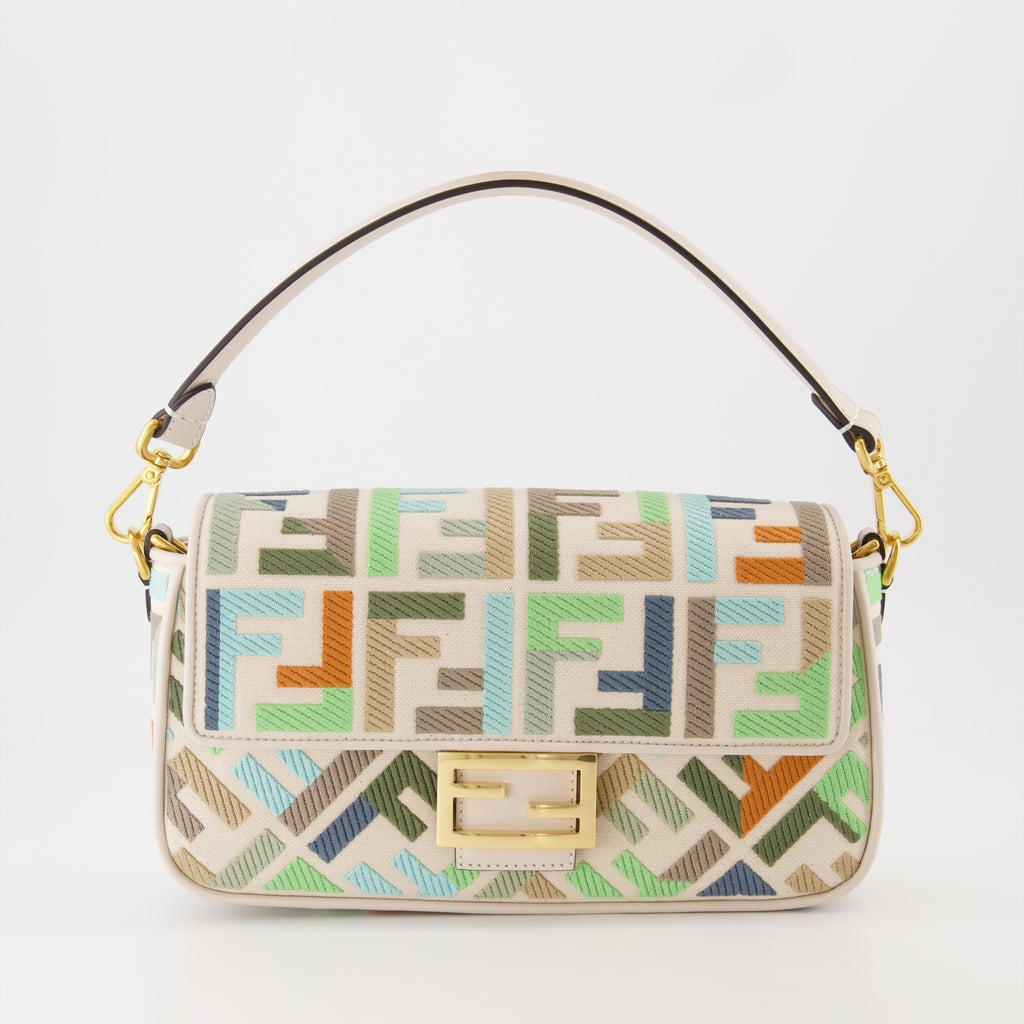 Sac Baguette en toile multicolore