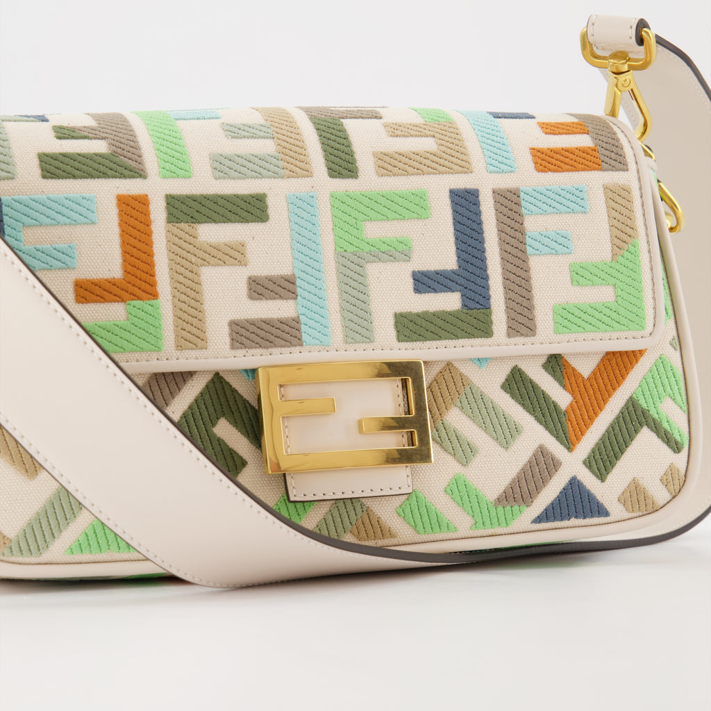 Sac Baguette en toile multicolore