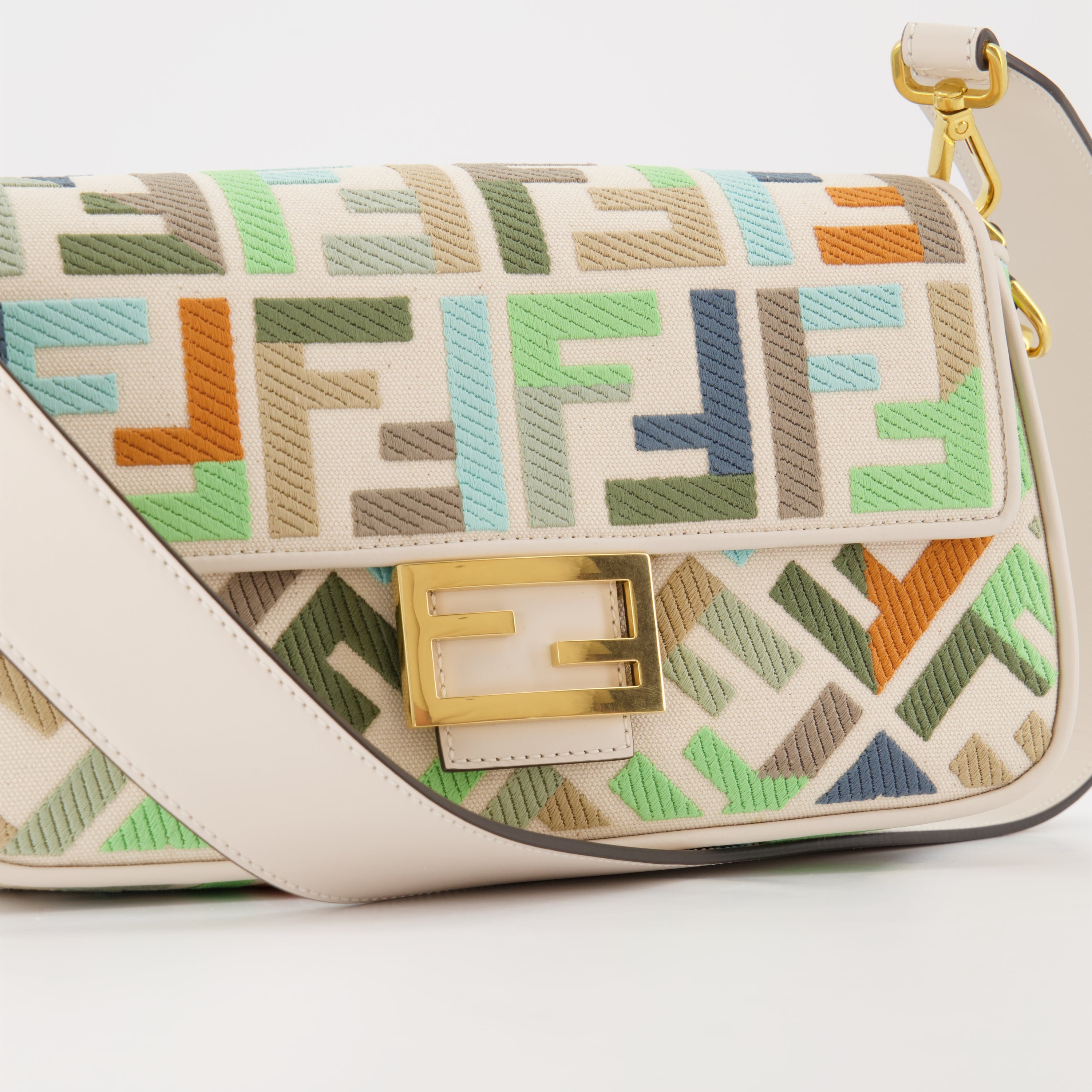 Sac Baguette en toile multicolore