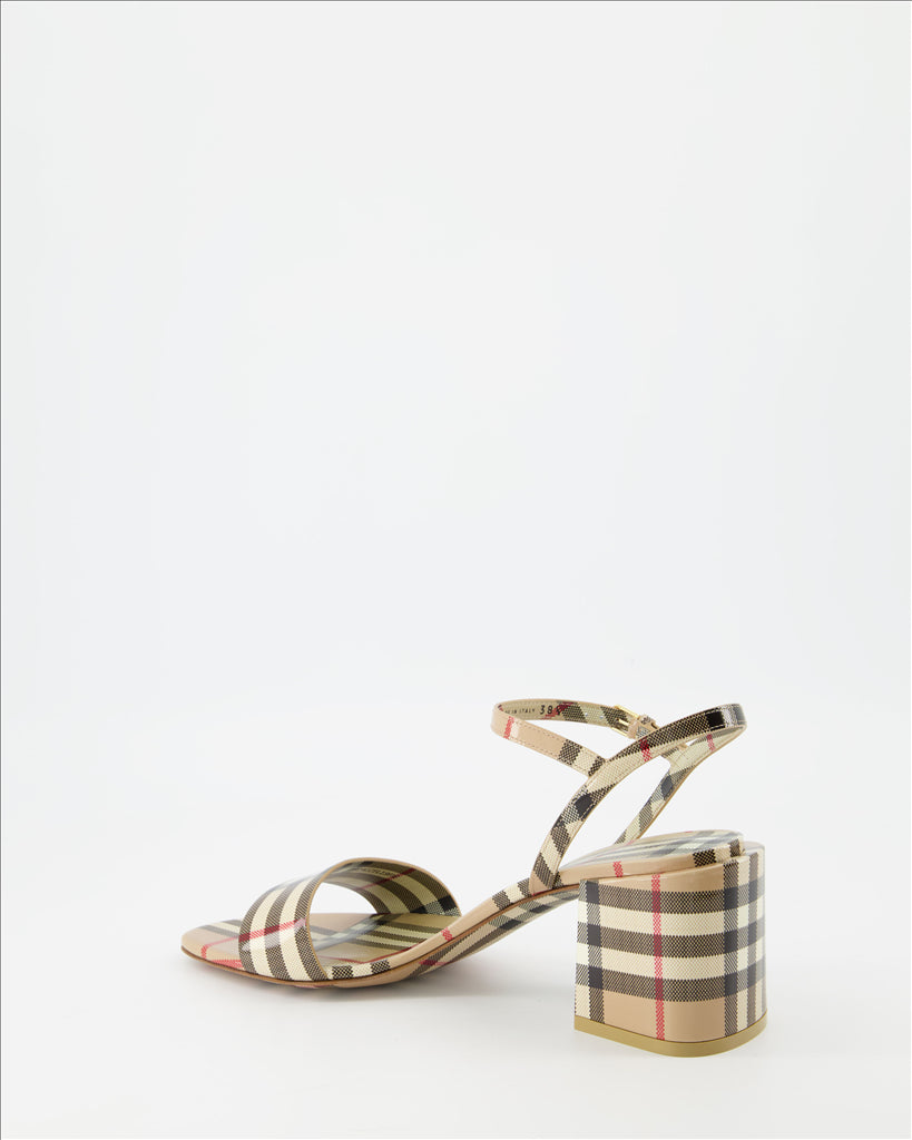 Chaussures ouvertes Sandales à carreaux Burberry Beige Femme