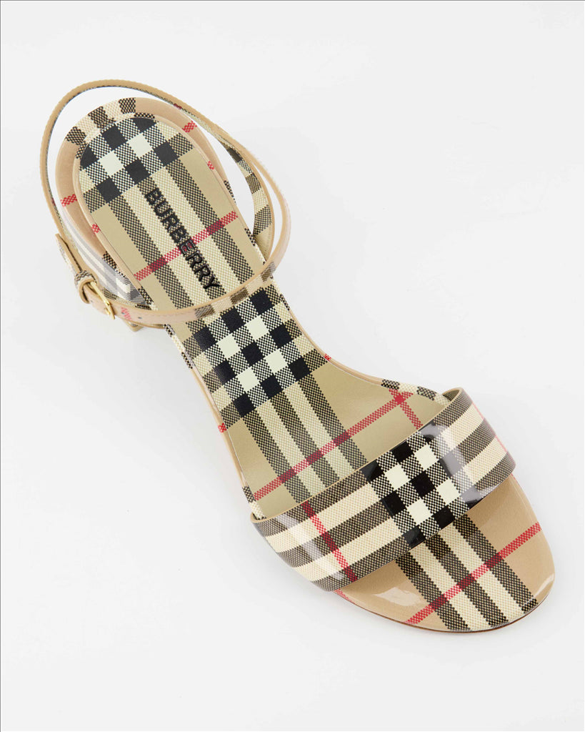 Chaussures ouvertes Sandales à carreaux Burberry Beige Femme