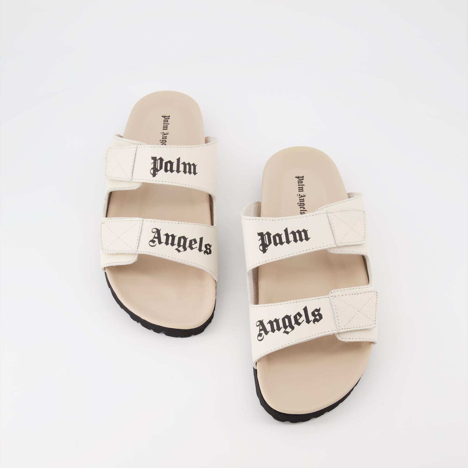 Chaussures ouvertes Sandales à logo Palm Angels Beige Homme