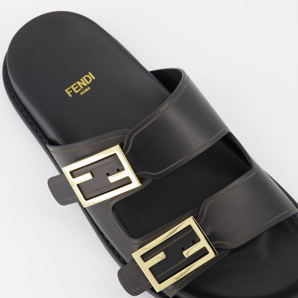 Sandales Fendi Feel en cuir noir