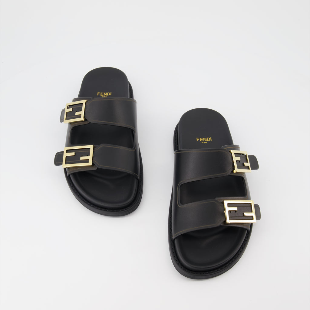 Sandales Fendi Feel en cuir noir