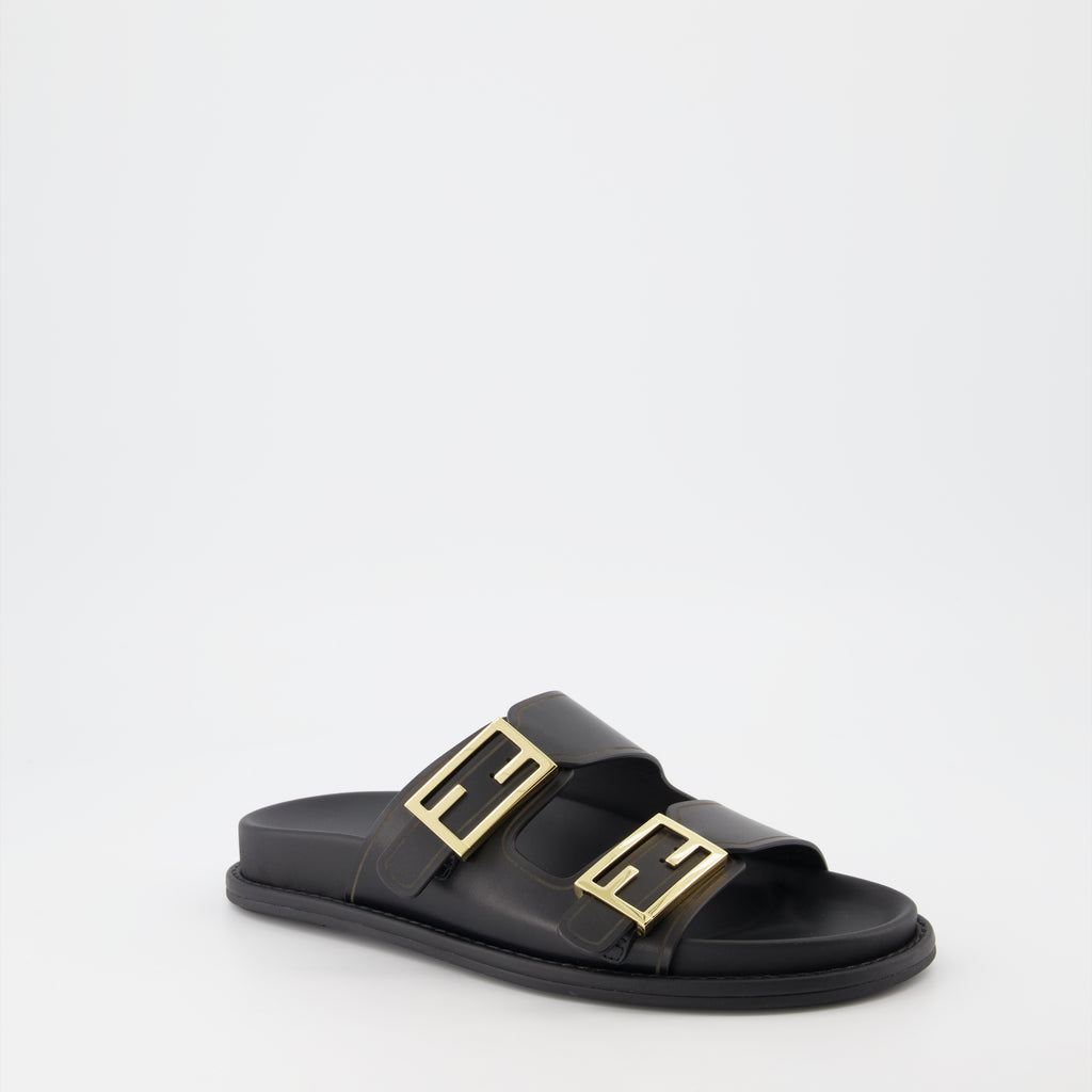 Sandales Fendi Feel en cuir noir
