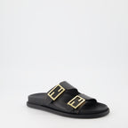 Sandales Fendi Feel en cuir noir