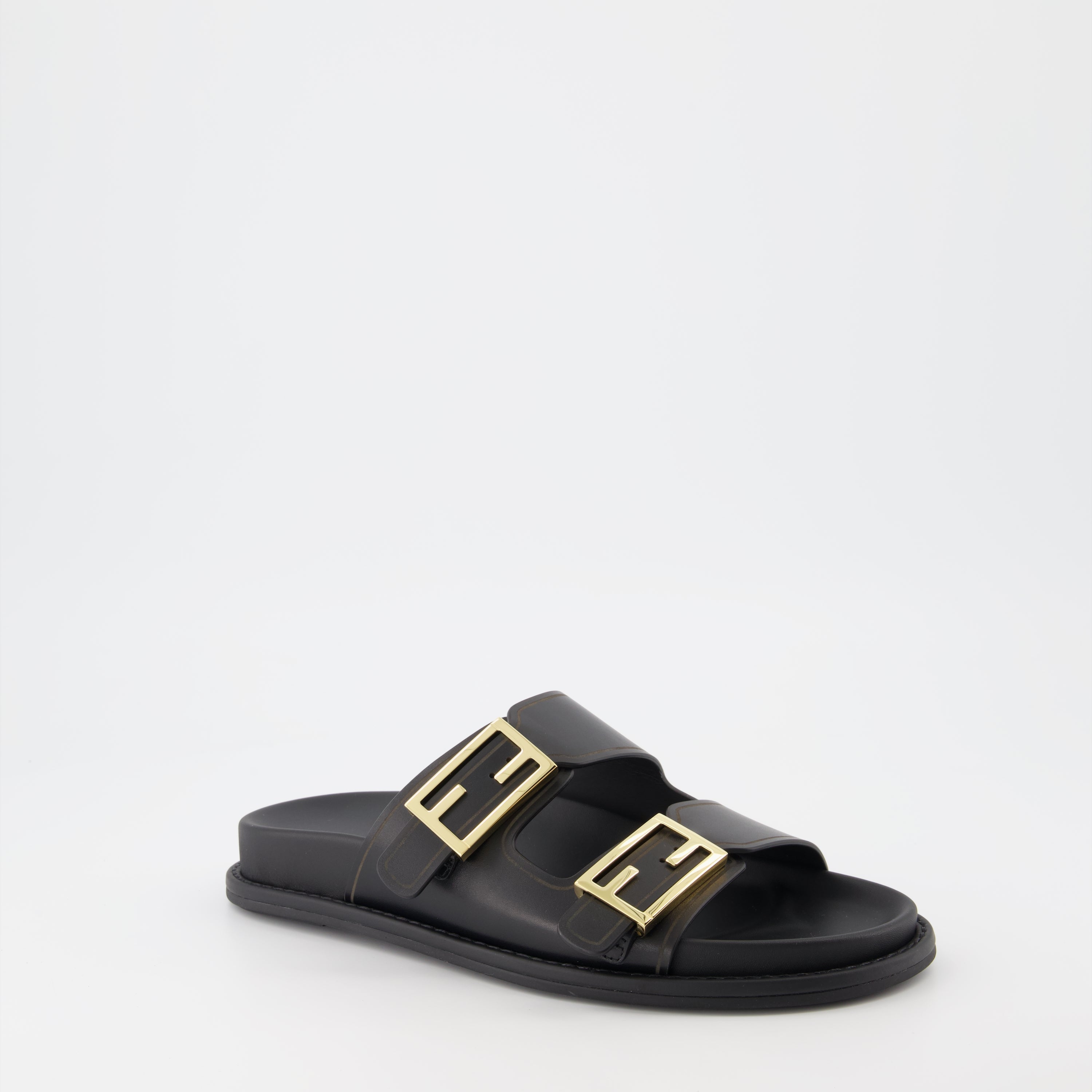 Sandales Fendi Feel en cuir noir