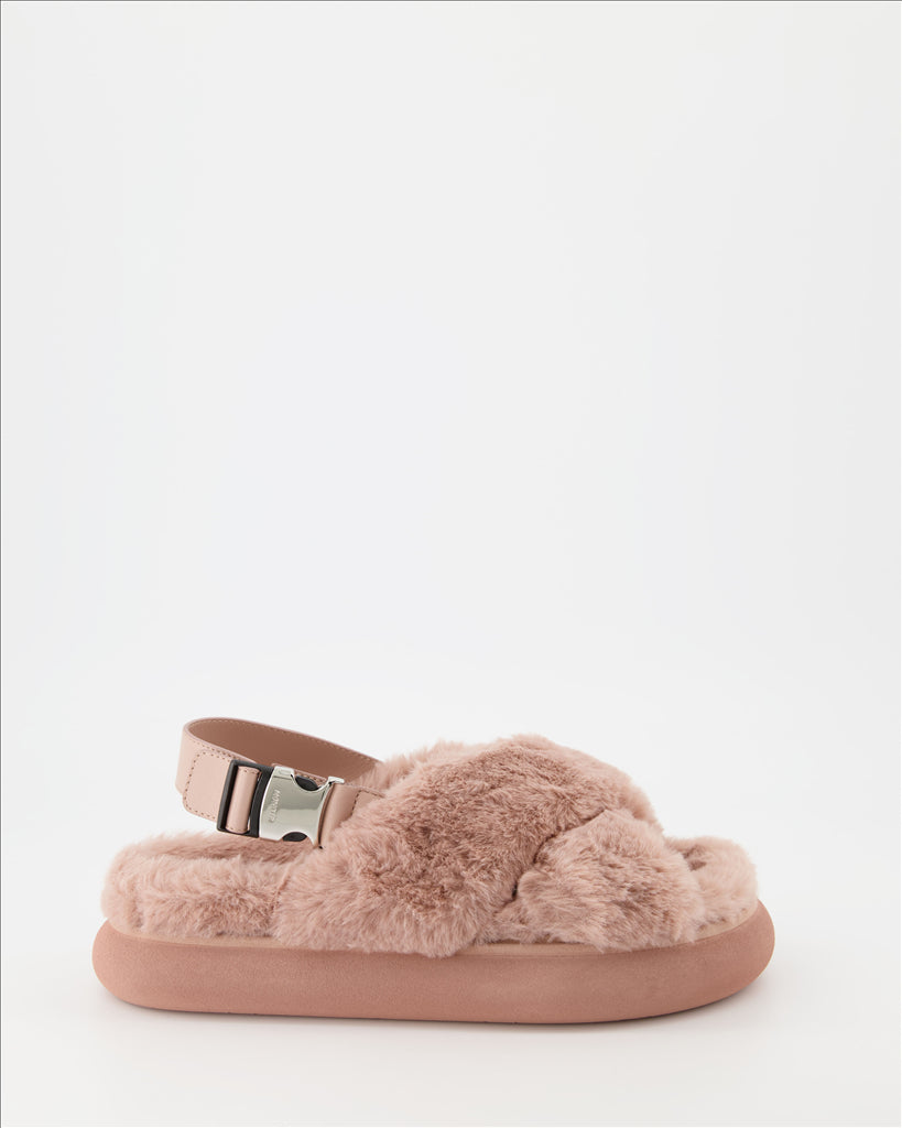 Zapatos abiertos Sandales fourrure Solarisse Moncler Rosa Femme