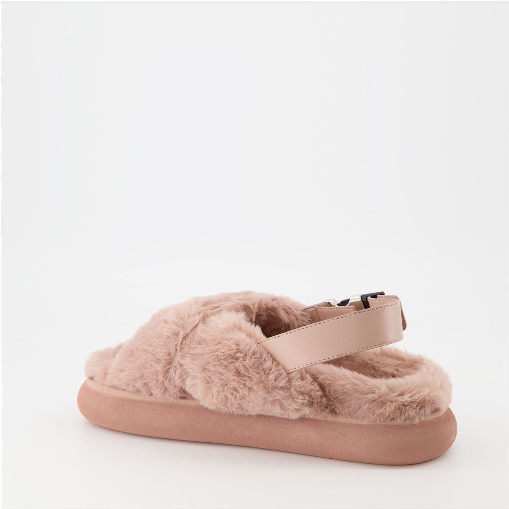 Zapatos abiertos Sandales fourrure Solarisse Moncler Rosa Femme