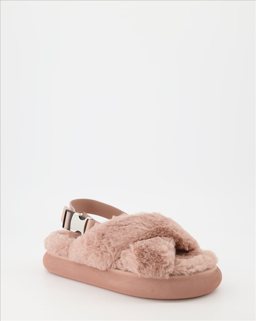 Zapatos abiertos Sandales fourrure Solarisse Moncler Rosa Femme