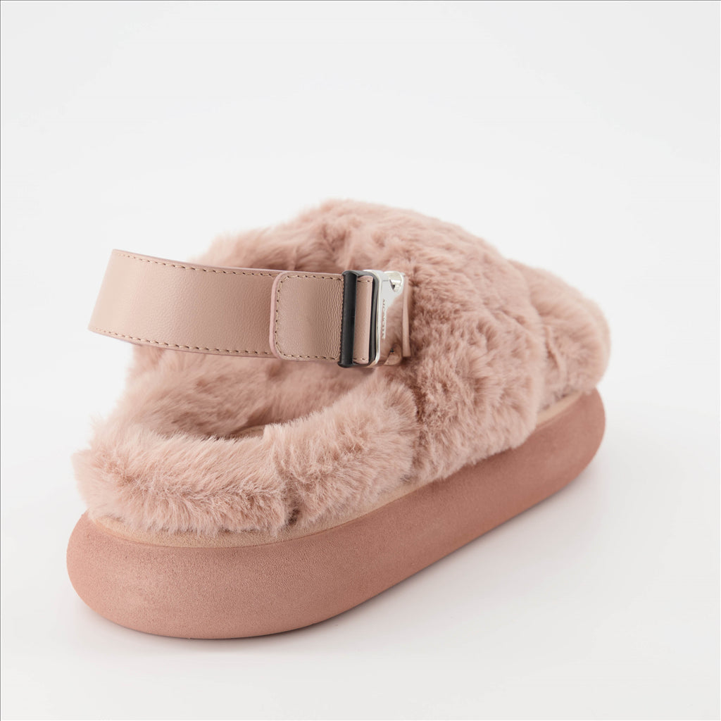 Zapatos abiertos Sandales fourrure Solarisse Moncler Rosa Femme