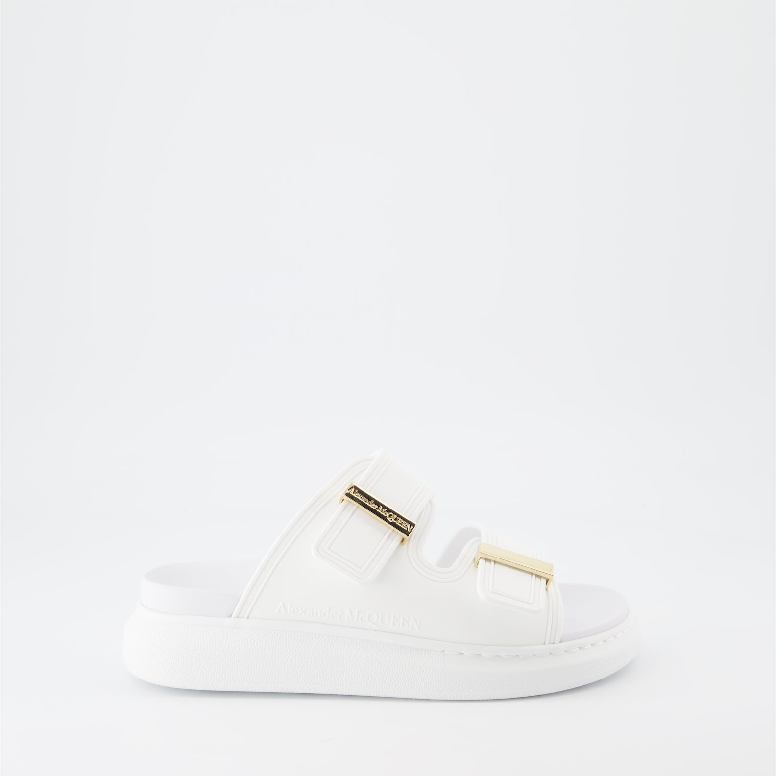 Zapatos abiertos Sandales Hybrides Alexander McQueen Blanco Femme