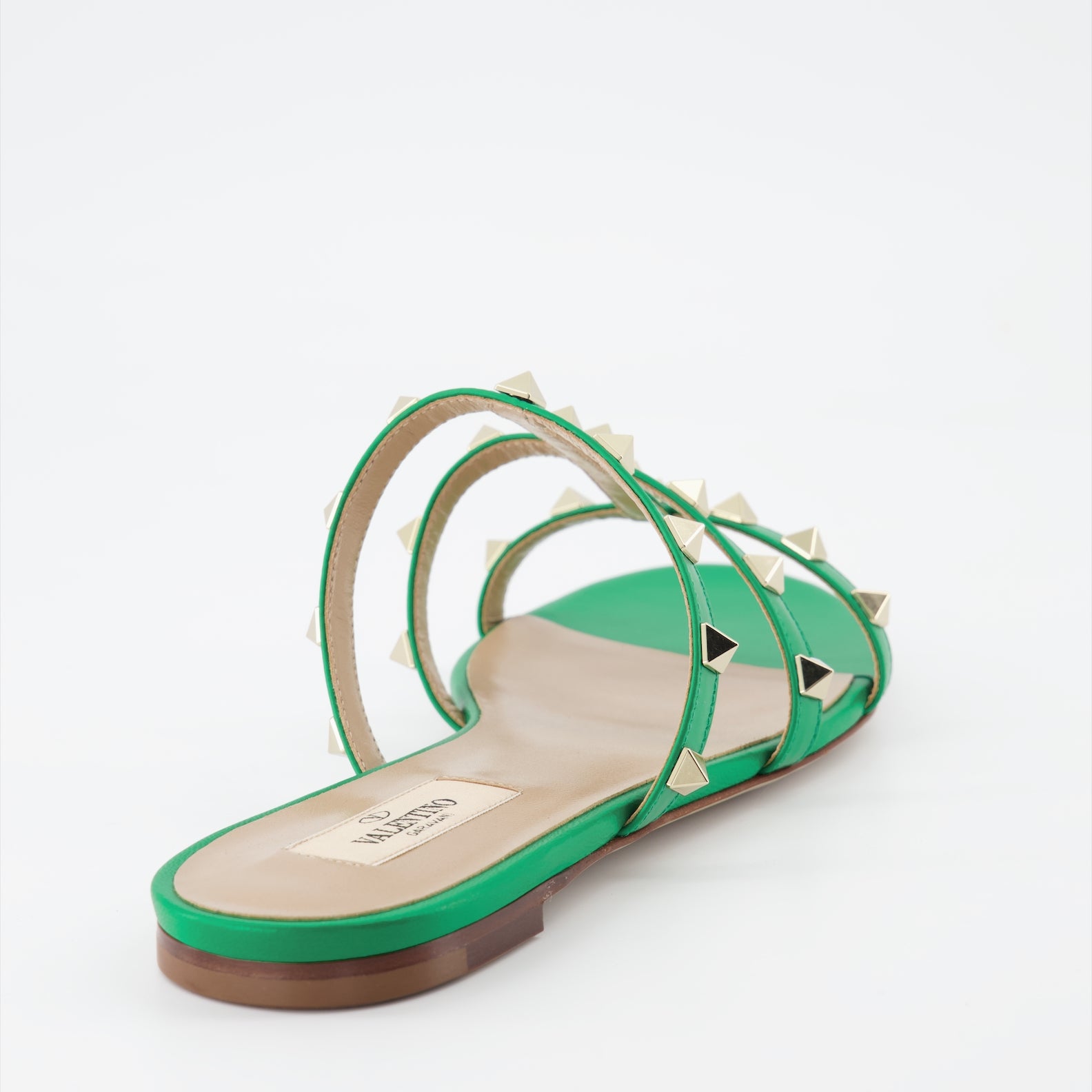 오픈 슈즈 Sandales Rockstud Valentino Garavani 녹색 Femme