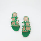 오픈 슈즈 Sandales Rockstud Valentino Garavani 녹색 Femme