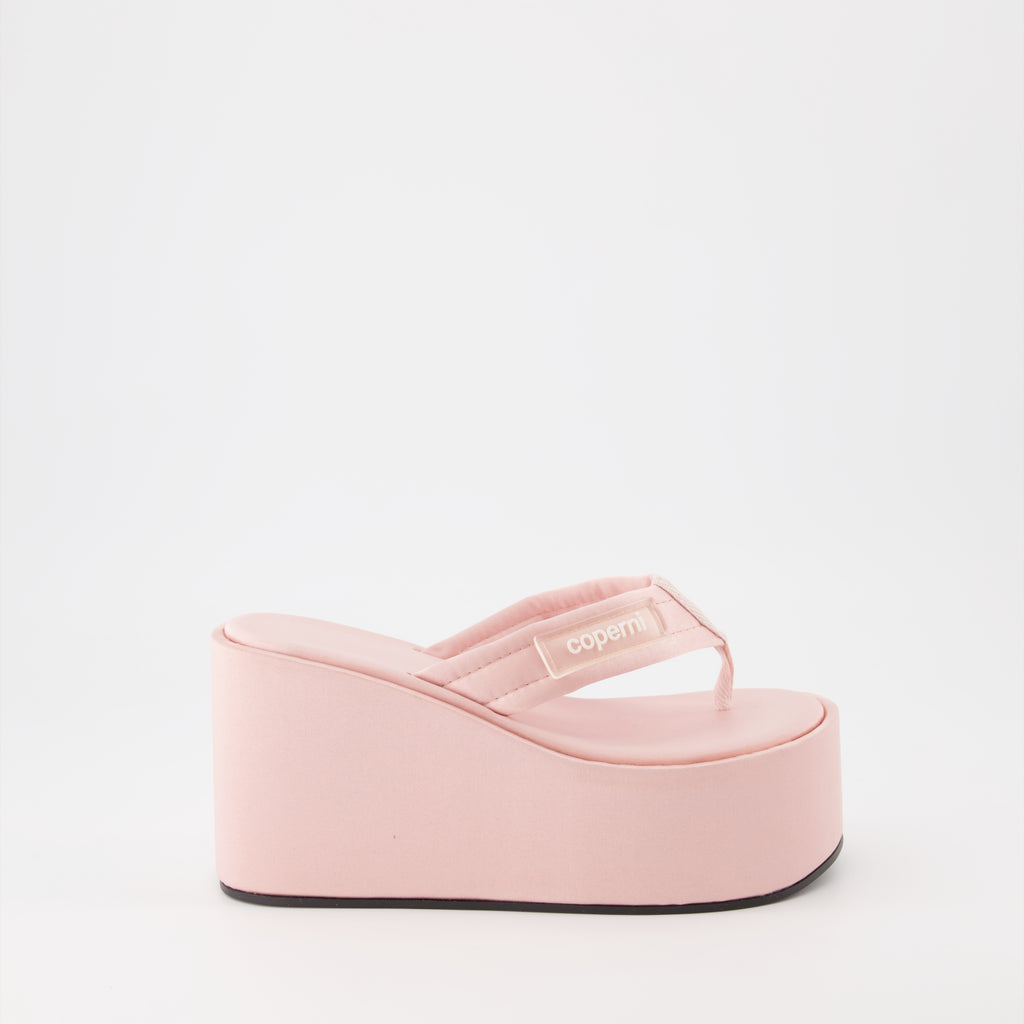 Sandales tongs Wedge rose