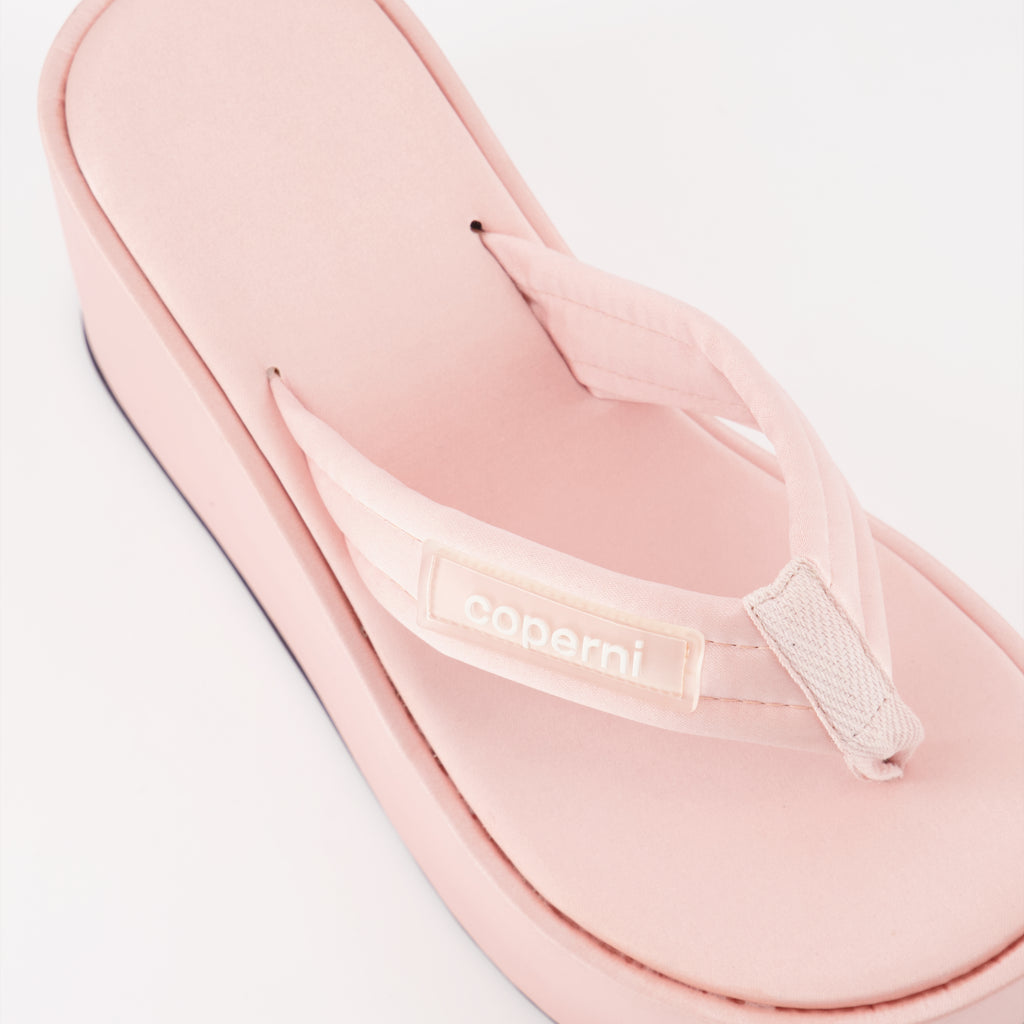 Sandales tongs Wedge rose