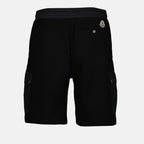 Shorts Pantaloni Corti con Logo Patch Moncler Nero Homme