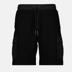 Shorts Pantaloni Corti con Logo Patch Moncler Nero Homme