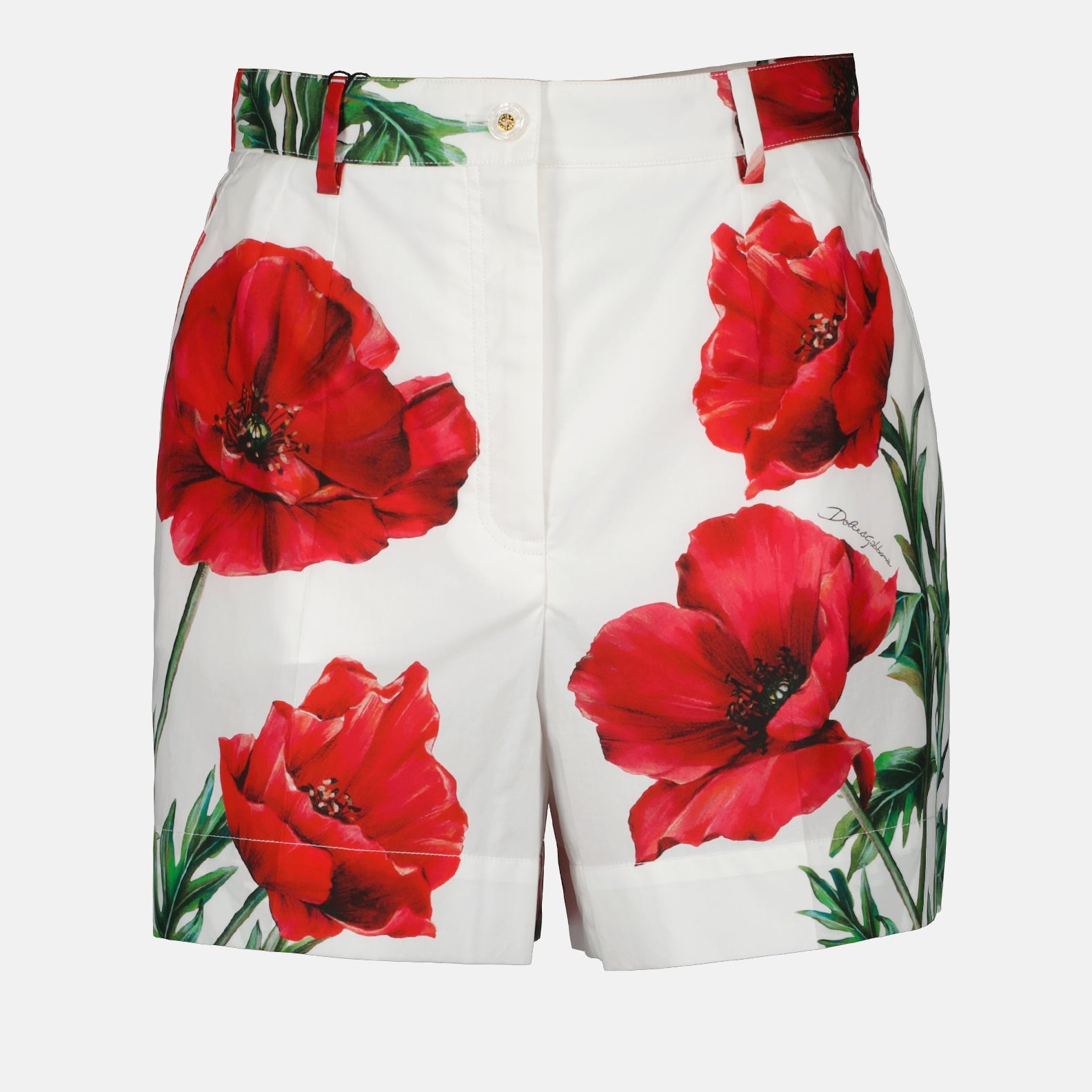 Shorts Short à imprimé Coquelicot Dolce & Gabbana Blanco Femme