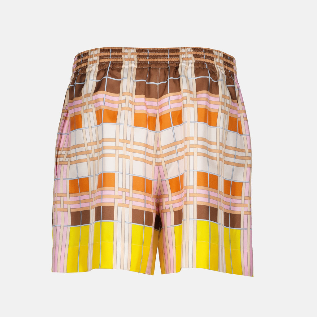 Short en soie Check abstrait