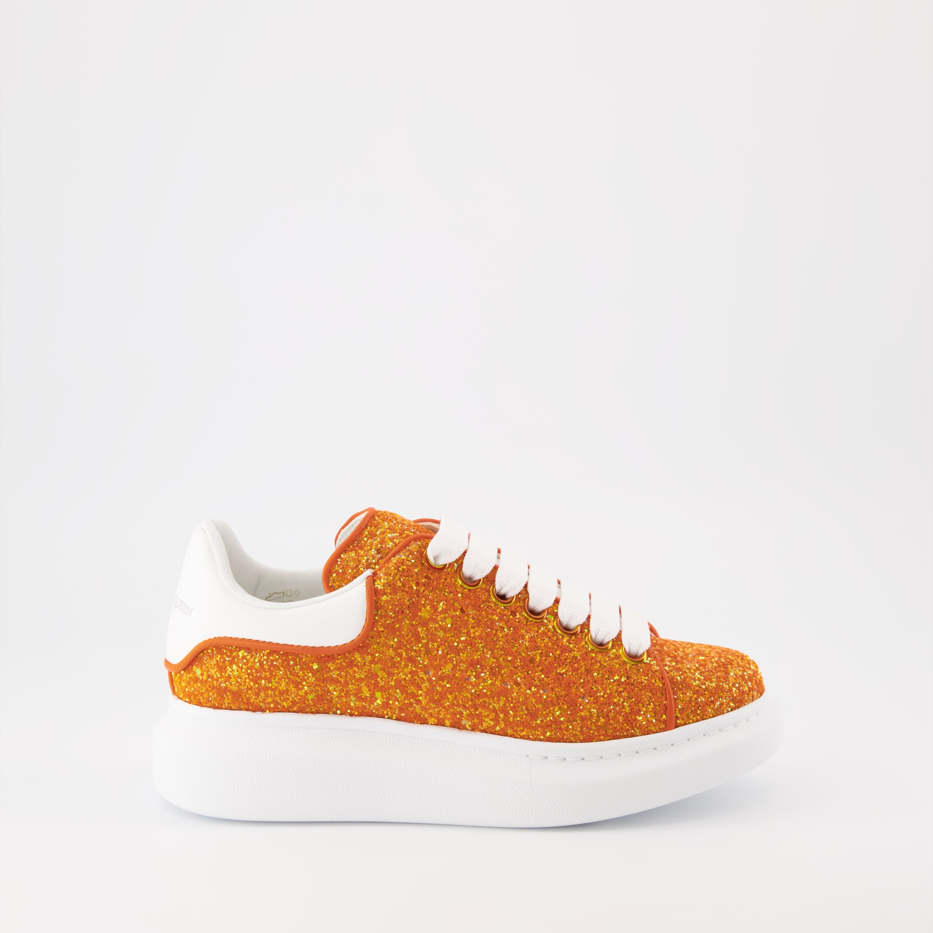 Sneakers oversize à paillettes orange