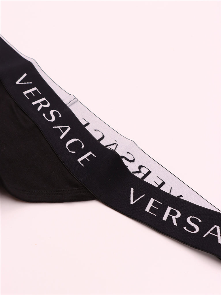 Intimo e homewear String à logo Versace Nero Femme