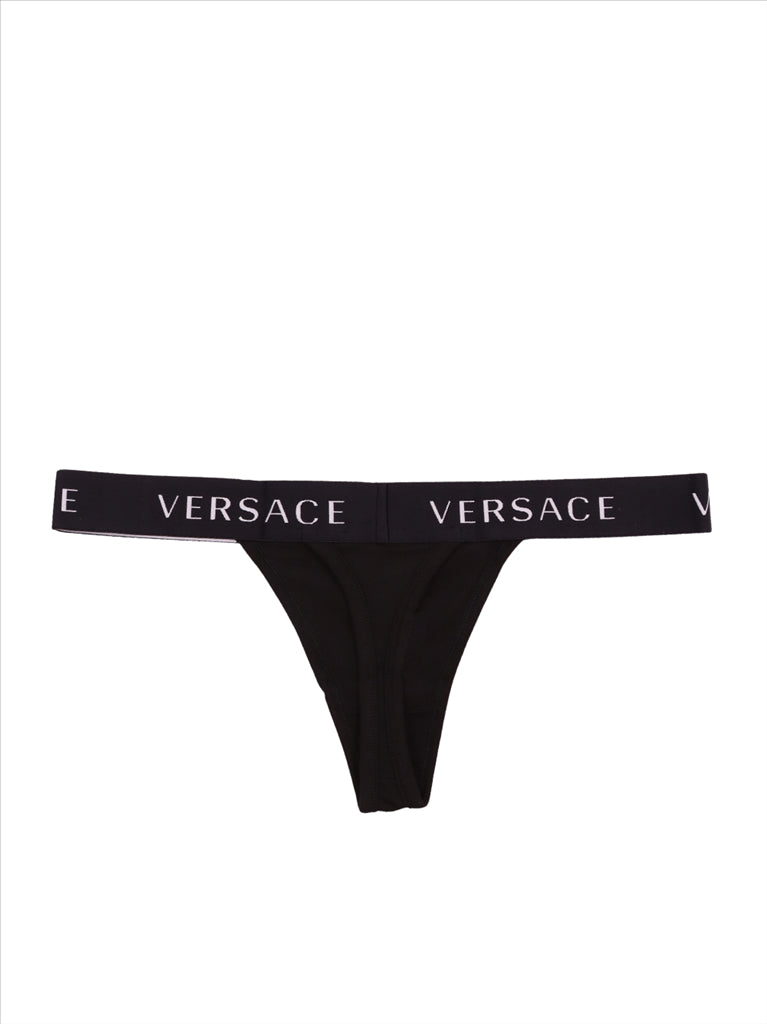 Intimo e homewear String à logo Versace Nero Femme