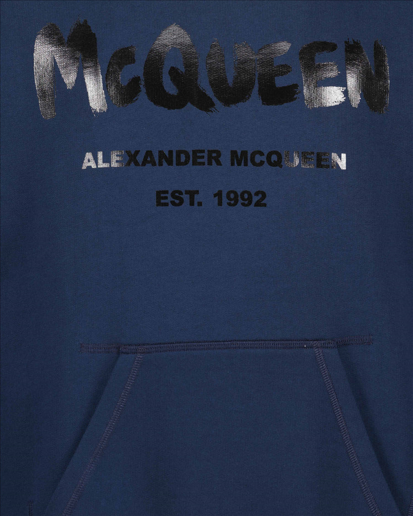 Sweatshirts Graffiti Hoodie Alexander McQueen Blue Man