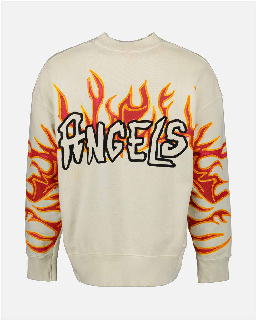 Sweatshirts Graffiti Flames Sweatshirt Palm Angels White Man