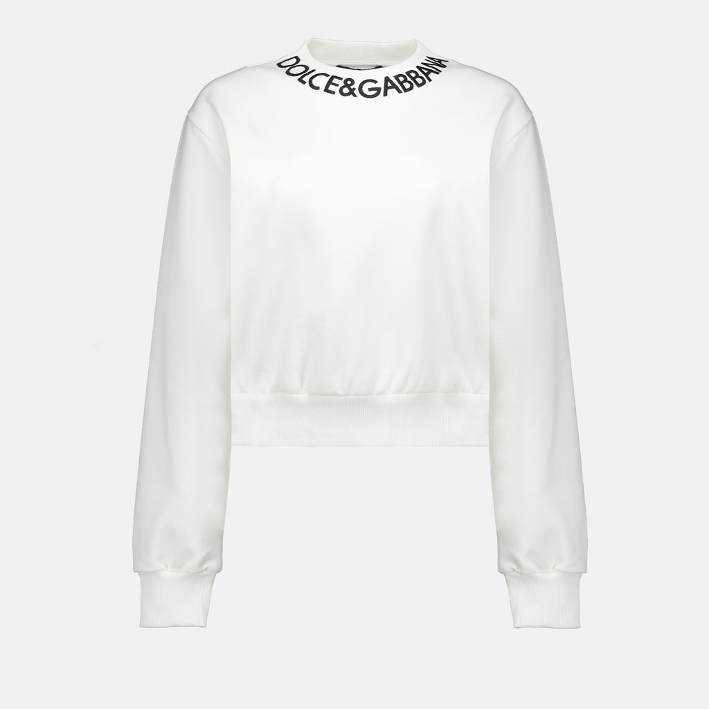 Sweatshirts Sweatshirt à logo Dolce & Gabbana Blanc Femme