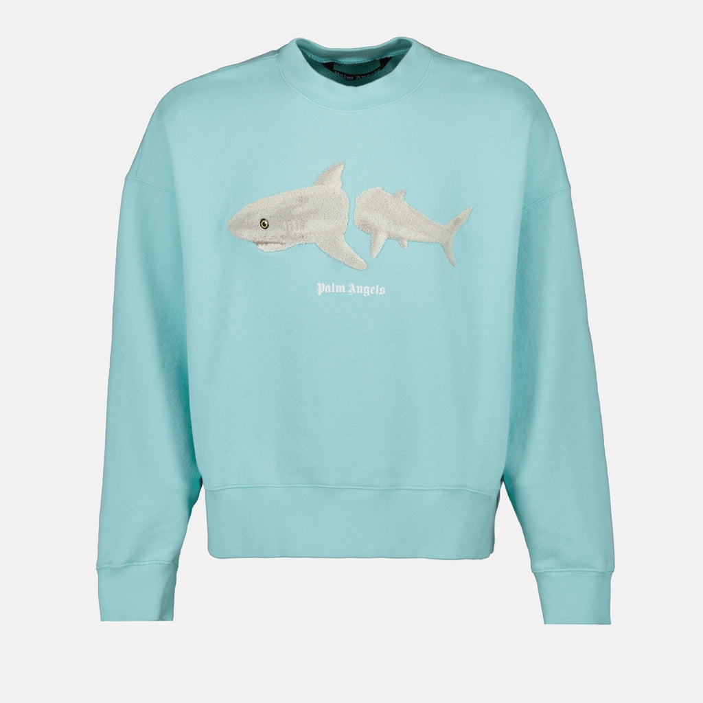 Sweatshirts Broken Shark Sweatshirt Palm Angels Blue Man