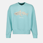 Sweatshirts Broken Shark Sweatshirt Palm Angels Blue Man