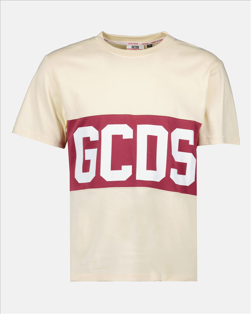 T-shirt T-shirt à logo bande GCDS Beige Homme