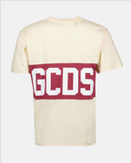 T-shirt T-shirt à logo bande GCDS Beige Homme