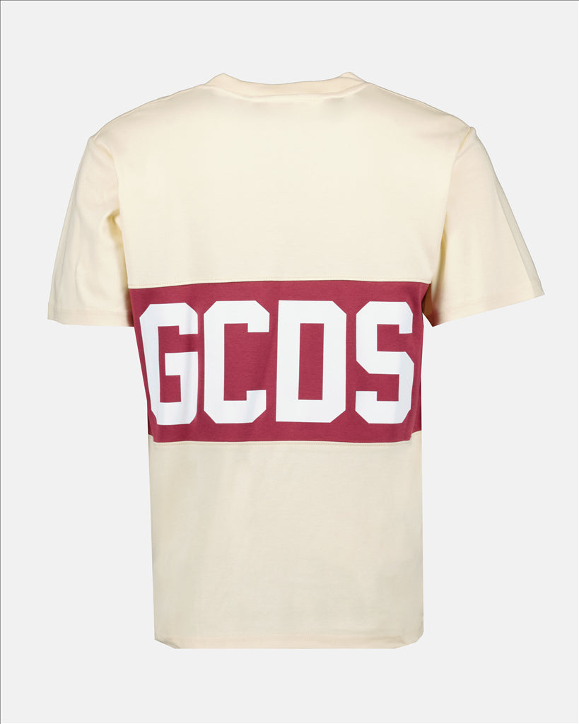 T-shirt T-shirt à logo bande GCDS Beige Homme